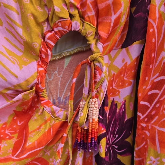 Farm Rio Jungle Panther Cutout Balloon Sleeve Dress - Picture 5 of 9